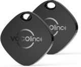 [Apple MFi Certified] VOCOlinc Air Tracker Tags 2 Pack Black, Merchandise Finder Work with Apple Discover My APP (iOS Solely,Not for Android), Good Locator for Key/Baggage Suitcases/Bag/Pockets,Replaceable Battery