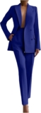 Ladies 2 Piece Outfits Double Breasted Blazer and Straight Leg Work Pants Informal Blazer Set Dressy Enterprise Workplace Fits