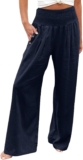 SHAOBGE Linen Pants Girls Comfortable Flowy Huge Leg Pants Trousers Summer time Excessive Waisted Seashore Palazzo Pants with Pockets 2024