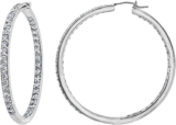 Amazon Necessities Platinum or Gold Plated Sterling Silver Inside-Out Hoop Earrings made with Infinite Parts Zirconia, (beforehand Amazon Assortment)