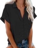 Ceboyel Button Down Shirts for Ladies 2024 Stylish Summer time Tops Causal Dressy Brief Sleeve Shirt Stylish Trip Garments