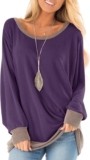 Fallorchid Womens Lengthy Sleeve Tops Crew Neck Tunics Garments Informal Coloration Block Sweatshirt