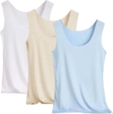 3 Pack Ice Silk Tank Tops for Girls 2025 Summer season Informal Racerback Camisole High Primary Seamless Sleeveless Undershirt