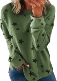 Womens Sweatshirt Crew Neck Star Graphic Pullover Tops 2024 Fall Informal Lengthy sleeve Outsized Sweatshirt