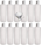 Earth’s Necessities 12 Pack Of Refillable Eight Ounce. Squeeze Bottles With One Hand Press Cap Dispenser Tops-Nice For Allotting Lotions, Shampoos and Therapeutic massage Oils.