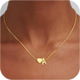 Easter Basket Stuffers Items for Children Ladies, 18K Gold Plated Letter A-Z Coronary heart Preliminary Necklaces for Girls Teen Lady Fashionable Stuff Birthday Easter Items for Children Teenagers