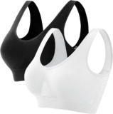 2pc Sports activities Bras for Ladies Excessive Assist Full Protection Bra Cool Detachable Pads Air Bras Breathable Push up Yoga Bras