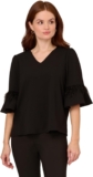 Adrianna Papell Womens V-Neck Elbow Sleeve to W/Ruffle & Feather Trim