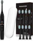 Electrical Toothbrush Set, Comes with 8 Brush Heads & Journey Case,4 Modes with 2 Minutes Inbuilt Sensible Timer, One Cost for 60 Days, 42000 VPM Motor (Black)