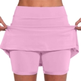Skorts for Ladies with Pockets Excessive Waist Tummy Management Ladies’s Yoga Shorts Dressy Informal Athletic Tennis Mini Skirts Pink