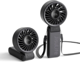 JISULIFE Handheld Fan Life7 – Final Flexibility: Excessive-Energy Motor, LED Show, 19.5 Hrs Cooling, 5000mAh Rechargeable, 5-Pace, Foldable Design, 3-IN-1 Moveable Fan for Journey Cruise Seaside(Black)
