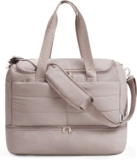 WANDF For Spirit Airways Private Merchandise Bag 18x14x8, Light-weight Puffer Journey Duffle Bag for Ladies with Shoe Compartment & TSA Toiletry Bag Fitness center Hospital Carry-On Weekender In a single day (Khaki)