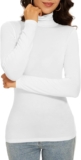 White Lengthy Sleeve Turtleneck Shirt Ladies Informal Underwear Cute Thermal Underscrubs Layer Tops Winter Fall (White XL)