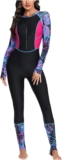wadyob Womens One Piece Bathing Go well with Full Physique Zip Entrance Rash Guard Lengthy Sleeve Bodysuit Seashore Browsing Swimsuit