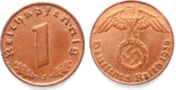 1937 Varies AMAZON SPECIAL! 2 DIFF RARE ORIG HIGH GRADE NAZI 1 PFENNIG COINS (1 w SWASTIKA!) AAA+ QUALITY!! 1 Pfennig Vendor Virtually Uncirculated or Higher!