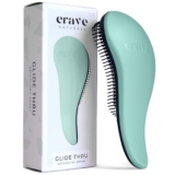 Glide Via Detangling Brush by Crave Naturals – Tangle-Free Hairbrush for Curly and Straight Hair – Light Detangler for Children, Teenagers, and Adults – Moist and Dry Hair Care – Journey-Pleasant, Turquoise