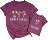 LOTUCY Elevating A Wildflower Shirt Mother Toddler Matching Tshirt Mommy and Me Matching Tee Mom Daughter Son Mama Mini Outfit