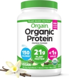 Orgain Natural Vegan Protein Powder, Vanilla Bean – 21g Plant Protein, 4g Prebiotic Fiber, No Lactose Elements, No Added Sugar, Non-GMO, For Shakes & Smoothies, 2.03 lb (Packaging Might Range)