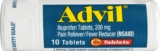 Advil Ache Reliever and Fever Reducer, Ache Aid Drugs with Ibuprofen 200mg for Headache, Backache, Menstrual Ache and Joint Ache Aid – 10 Coated Tablets
