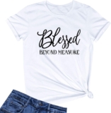 LOOKFACE Ladies Blessed Past Measure Graphic Humorous Cute T Shirts (Present Concepts)