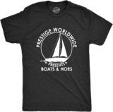 Loopy Canine Mens T Shirt Status Worldwide Boats and Hoes Humorous Film Quote Tee