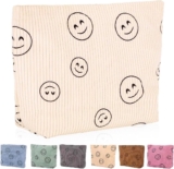 Beauty bag Make-up bag Preppy Cute Corduroy Toiletry bag for ladies journey necessities (Full beige)