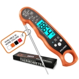 TP-01 Waterproof Digital Prompt Learn Meat Thermometer with 4.6 Folding Probe Backlight Calibration Perform for Cooking Meals Sweet, BBQ Grill, Liquids,Beef(Orange)