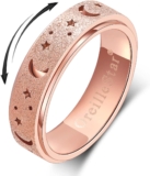 OreilleStar Nervousness Ring for Ladies Spinner Ring Fidget Toys Adults Fidget Ring Spinner Rings for Ladies Stainless Metal Nervousness Moon Star Rose Gold