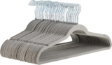 Amazon Fundamentals Slim, Velvet, Non-Slip Go well with Garments Hangers, Grey/Silver – Pack of fifty