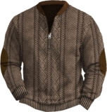 SHAOBGE Jackets for Males Western Aztec Ethnic Print Classic Prime Lengthy Sleeve Shirt Stand Collar Button Down Pullover Coat