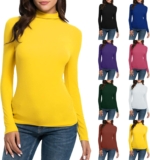 Ladies Mock Turtle Neck Lengthy Sleeve Tunic Pullover Fall Winter Excessive Neck Undershirt Slim Match Primary Informal Tee Tops