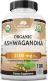 Natural Ashwagandha 2,100 mg – 100 Veggie Capsules Pure Natural Ashwagandha Powder and Root Extract – Stress Reduction, Temper Enhancer