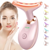 Purple-Gentle-Remedy-for-Face-and-Neck, 7 Colour Face Massager Instrument for Wrinkles, Double Chin, Vibrating Facial Massager with Thermals for Pores and skin Care, Shiny Pink