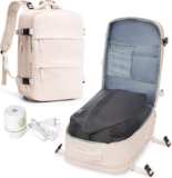 SEAFEW Massive Journey Backpack with Vacuum Seal Compression, Vacuum Journey Flight Backpack with Electrical Pump, Waterproof Work Backpack Compression baggage Informal Daypack with USB Charging Port, Beige