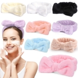 UMIKU 8 Pack Facial Headbands for Ladies – Delicate Coral Fleece Beauty and Skincare Head Wraps for Make-up, Hair Care, Face Washing and Spa Items