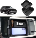 Double Layer, 2025 Tucson (Restricted) Heart Console Organizer/for 2025 Tucson Hybrid (Blue,SEL Comfort,N Line,Restricted), Sturdy ABS Plastic 2025 Tucson Equipment—Just for Digital Shift