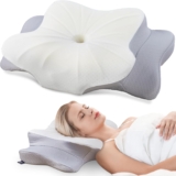 DONAMA Cervical Pillow for Neck and Shoulder,Contour Reminiscence Foam Pillow,Ergonomic Neck Assist Pillow for Aspect Again Abdomen Sleepers with Pillowcase