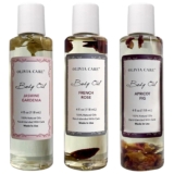 Olivia Care 3 Pack Physique Oils: Apricot Fig, French Rose, Jasmine Gardenia – Pure Fragrance Oils For Girls & After Bathtub Oils Physique Moisturizers, Wealthy in Vitamin E, Okay, & Omega (3 Scents)