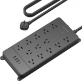 TROND Surge Protector Energy Strip, 4000 Joules, ETL Listed, 13 Extensively-Spaced Shops Enlargement with USB C Ports, Low-Profile Flat Plug, Wall Mountable, 5ft Extension Twine, 14AWG Heavy Responsibility, Black