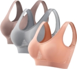 3pc Sports activities Bras for Ladies Excessive Help Full Protection Bra Cool Detachable Pads Air Bras Breathable Push up Yoga Bras