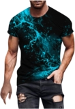 Muscularfit T Shirts for Males Graphic Tees Informal Trendy Quick Sleeve 3D Flame Print Unfastened Pullover Summer time Seashore Shirt 2024