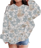 BXJX Camo Hoodies for Teen Women Lengthy Sleeve Outsized Sweatshirts Camouflage Print Tops Fashionable Tween Lady Winter Outfits