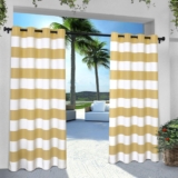 Unique House Cabana Stripe Indoor/Outside Mild Filtering Grommet Prime Curtain Panel, 54″x96″, Sundress Yellow, Set of two