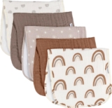 Gerber Child Unisex Muslin Burp Cloths 5-Pack, Multi Rainbow, Giant Dimension 20″ x 10″