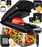 Fullstar Vegetable Chopper and Spiralizer – Meals Chopper with Container, Fruit Slicer, Kitchen Devices & Equipment, Dwelling Necessities (9 in 1, Black)