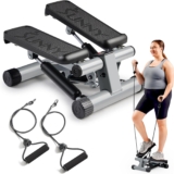 Sunny Well being & Health Mini Stepper for Train at Residence, Stair Step Exercise Machine with Resistance Band and Over 300lb Weight Capability, Elective Twist Movement and Free SunnyFit App Connection