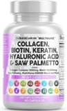Clear Nutraceuticals Collagen Capsules 1000mg Biotin 10000mcg Keratin Noticed Palmetto Hyaluronic Acid – Hair Pores and skin & Nails Nutritional vitamins & DHT Blocker with Vitamin E Folic Acid Pumpkin Seed MSM – 90 Depend