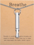 Mindfulness Respiration Necklace Stress Reduction Pendant Stainless Metal Anxiousness Breathe Necklace for Ladies Males