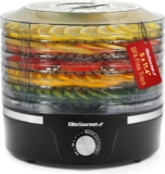 Elite Connoisseur EFD319 Meals Dehydrator, 5 BPA-Free 11.4″ Trays Adjustable Temperature Controls, Jerky, Herbs, Fruit, Veggies, Dried Snacks, Black
