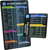 Air Fryer Magnetic Cheat Sheet Set – Air Fryer Equipment Cookbook – As Seen on the In the present day Present an Straightforward to Use AirFryer Time Chart Set – Robust Magnet Fast Reference Cooking Information for Frying (Black)